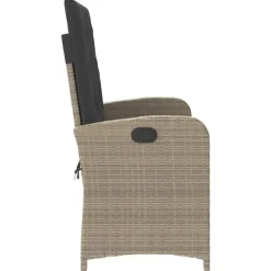 vidaXL - Verstelbare loungebank met kussens - Lichtgrijs rattan - 105x59x93 cm Discount