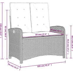 vidaXL - Verstelbare loungebank met kussens - Lichtgrijs rattan - 105x59x93 cm Discount