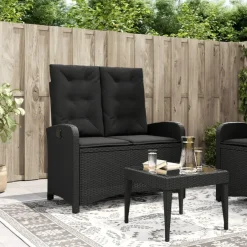 vidaXL - Verstelbare loungebank met kussens - Zwart - Poly rattan - 105x59x93 cm Hot
