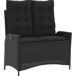 vidaXL - Verstelbare loungebank met kussens - Zwart - Poly rattan - 104x59x93 cm Best