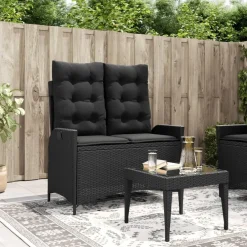 vidaXL - Verstelbare loungebank met kussens - Zwart - Poly rattan - 104x59x93 cm Best