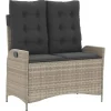 vidaXL - Verstelbare loungebank met kussens - Lichtgrijs rattan - 104x59x93 cm Discount