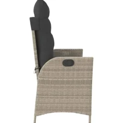 vidaXL - Verstelbare loungebank met kussens - Lichtgrijs rattan - 104x59x93 cm Discount