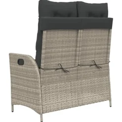 vidaXL - Verstelbare loungebank met kussens - Lichtgrijs rattan - 104x59x93 cm Discount