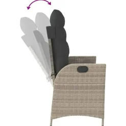 vidaXL - Verstelbare loungebank met kussens - Lichtgrijs rattan - 104x59x93 cm Discount