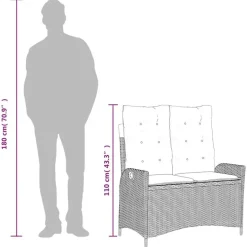 vidaXL - Verstelbare loungebank met kussens - Lichtgrijs rattan - 104x59x93 cm Discount