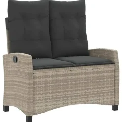 vidaXL - Verstelbare loungebank met kussens - Lichtgrijs rattan - 105x66x93 cm Best