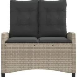 vidaXL - Verstelbare loungebank met kussens - Lichtgrijs rattan - 105x66x93 cm Best