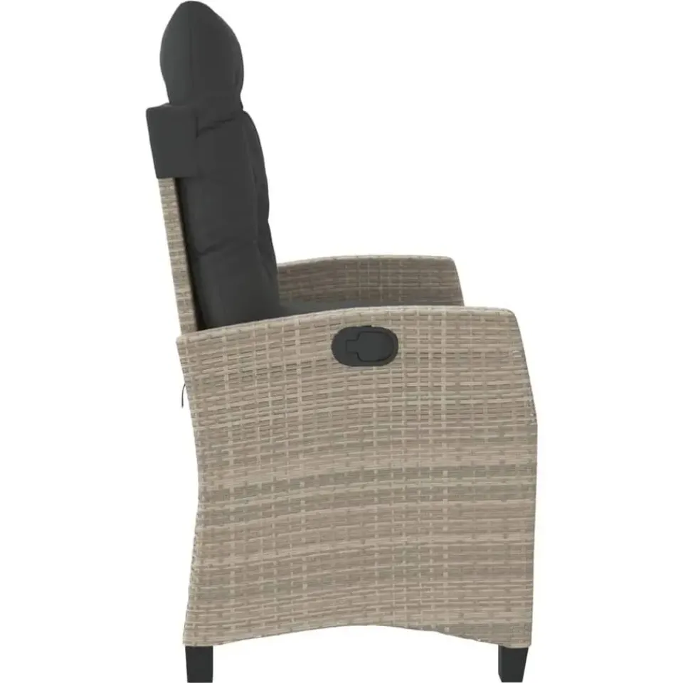 vidaXL - Verstelbare loungebank met kussens - Lichtgrijs rattan - 105x66x93 cm Best