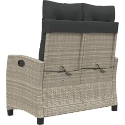 vidaXL - Verstelbare loungebank met kussens - Lichtgrijs rattan - 105x66x93 cm Best