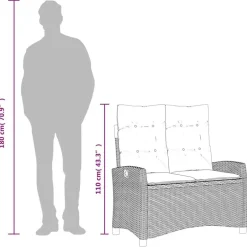 vidaXL - Verstelbare loungebank met kussens - Lichtgrijs rattan - 105x66x93 cm Best