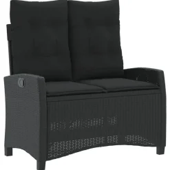 vidaXL - Verstelbare loungebank met kussens - Zwart - Poly rattan - 105x66x93 cm Outlet
