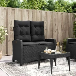 vidaXL - Verstelbare loungebank met kussens - Zwart - Poly rattan - 105x66x93 cm Outlet