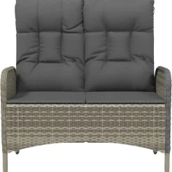 vidaXL - Verstelbare tuinbank met kussens 107 cm - Grijs - Poly rattan Sale
