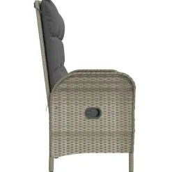 vidaXL - Verstelbare tuinbank met kussens 107 cm - Grijs - Poly rattan Sale