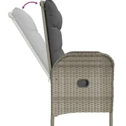 vidaXL - Verstelbare tuinbank met kussens 107 cm - Grijs - Poly rattan Sale