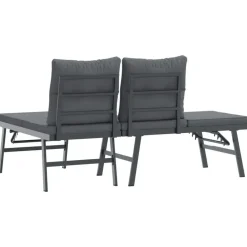 vidaXL - Verstelbare Tuinbanken met kussens zwart - Gepoedercoat staal - 2 stuks Online