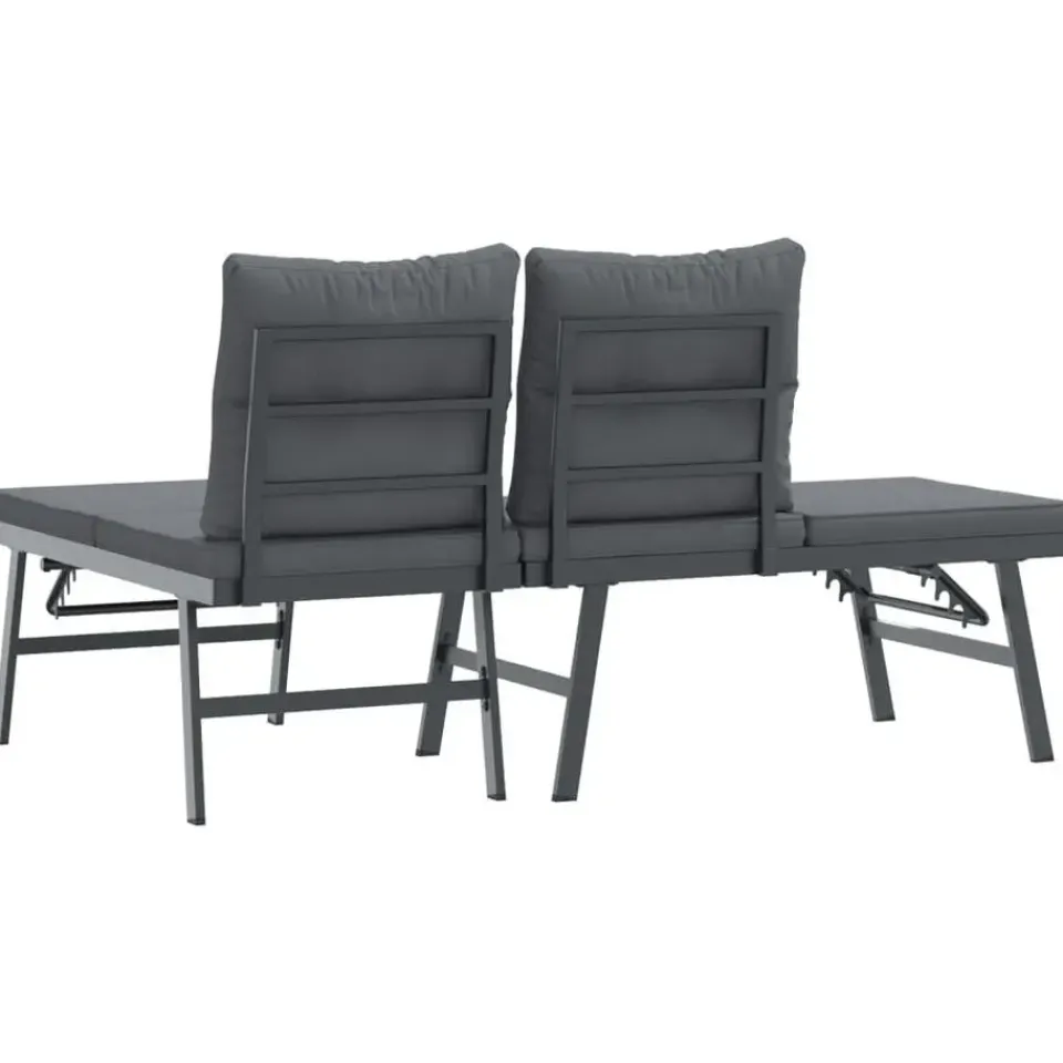 vidaXL - Verstelbare Tuinbanken met kussens zwart - Gepoedercoat staal - 2 stuks Online