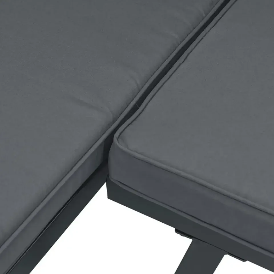 vidaXL - Verstelbare Tuinbanken met kussens zwart - Gepoedercoat staal - 2 stuks Online