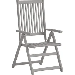 vidaXL - Verstelbare tuinstoelen met kussens - Grijs - Acaciahout - 2 stuks New