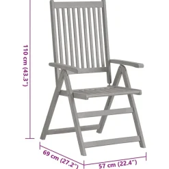 vidaXL - Verstelbare tuinstoelen met kussens - Grijs - Acaciahout - 2 stuks New