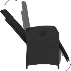 vidaXL - Verstelbare tuinstoelen - Kussens - Zwart - Poly rattan - 2 stuks Sale