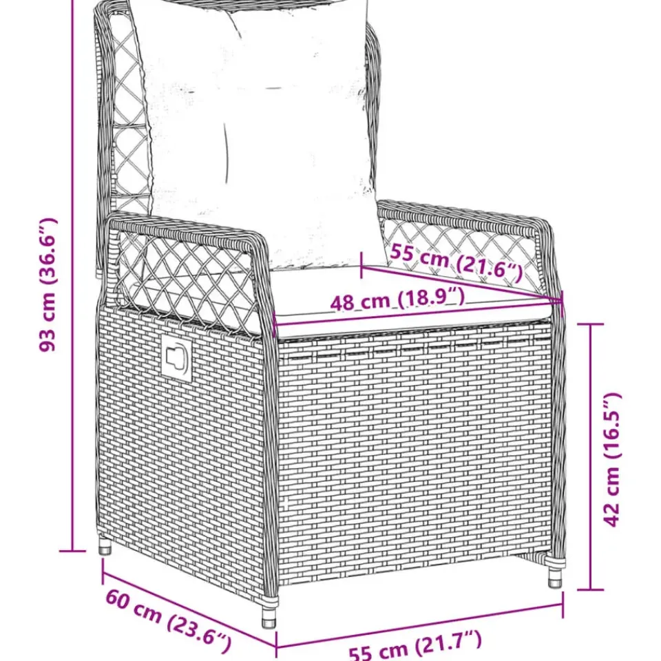 vidaXL - Verstelbare tuinstoelen - Grijs - Poly rattan - 2 stuks Best