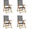 vidaXL - Verstelbare tuinstoelen - Zwart - Poly rattan en hout zwart - 4 stuks Clearance