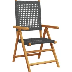 vidaXL - Verstelbare tuinstoelen - Zwart - Poly rattan en hout zwart - 4 stuks Clearance