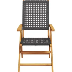 vidaXL - Verstelbare tuinstoelen - Zwart - Poly rattan en hout zwart - 4 stuks Clearance