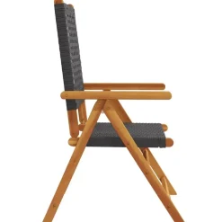 vidaXL - Verstelbare tuinstoelen - Zwart - Poly rattan en hout zwart - 4 stuks Clearance