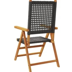 vidaXL - Verstelbare tuinstoelen - Zwart - Poly rattan en hout zwart - 4 stuks Clearance