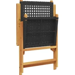 vidaXL - Verstelbare tuinstoelen - Zwart - Poly rattan en hout zwart - 4 stuks Clearance