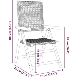 vidaXL - Verstelbare tuinstoelen - Zwart - Poly rattan en hout zwart - 4 stuks Clearance