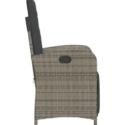 vidaXL - Verstelbare tuinstoelen - Voetensteun - Grijs - Poly rattan - 2 stuks Clearance