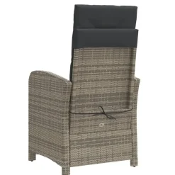 vidaXL - Verstelbare tuinstoelen - Voetensteun - Grijs - Poly rattan - 2 stuks Clearance