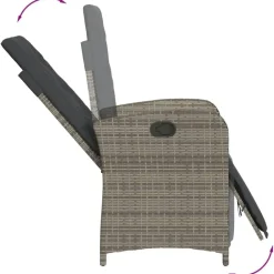 vidaXL - Verstelbare tuinstoelen - Voetensteun - Grijs - Poly rattan - 2 stuks Clearance