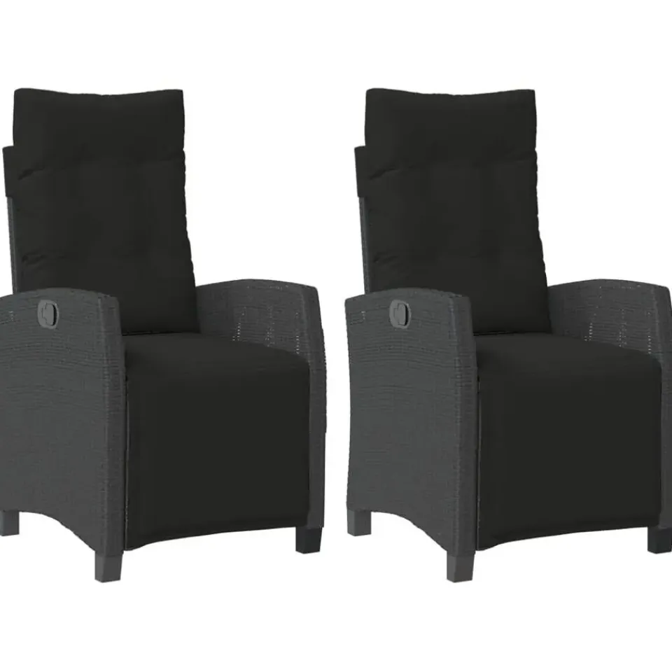 vidaXL - Verstelbare tuinstoelen met voetensteun - Zwart - Poly rattan - 2 stuks Hot