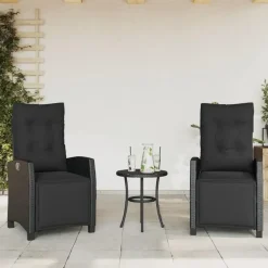 vidaXL - Verstelbare tuinstoelen met voetensteun - Zwart - Poly rattan - 2 stuks Hot