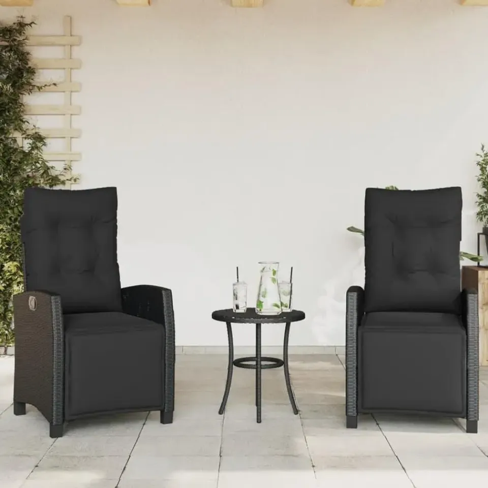 vidaXL - Verstelbare tuinstoelen met voetensteun - Zwart - Poly rattan - 2 stuks Hot