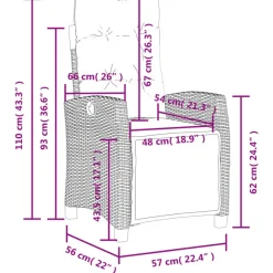 vidaXL - Verstelbare tuinstoelen met voetensteun - Zwart - Poly rattan - 2 stuks Hot