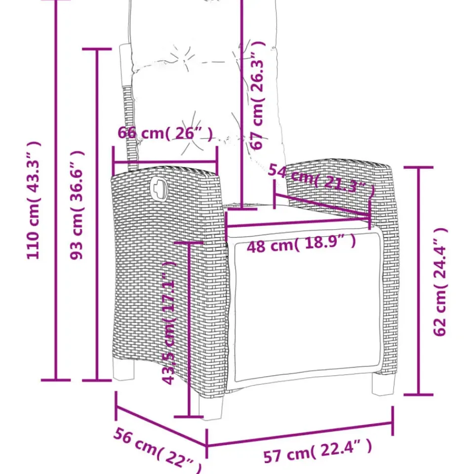 vidaXL - Verstelbare tuinstoelen met voetensteun - Zwart - Poly rattan - 2 stuks Hot