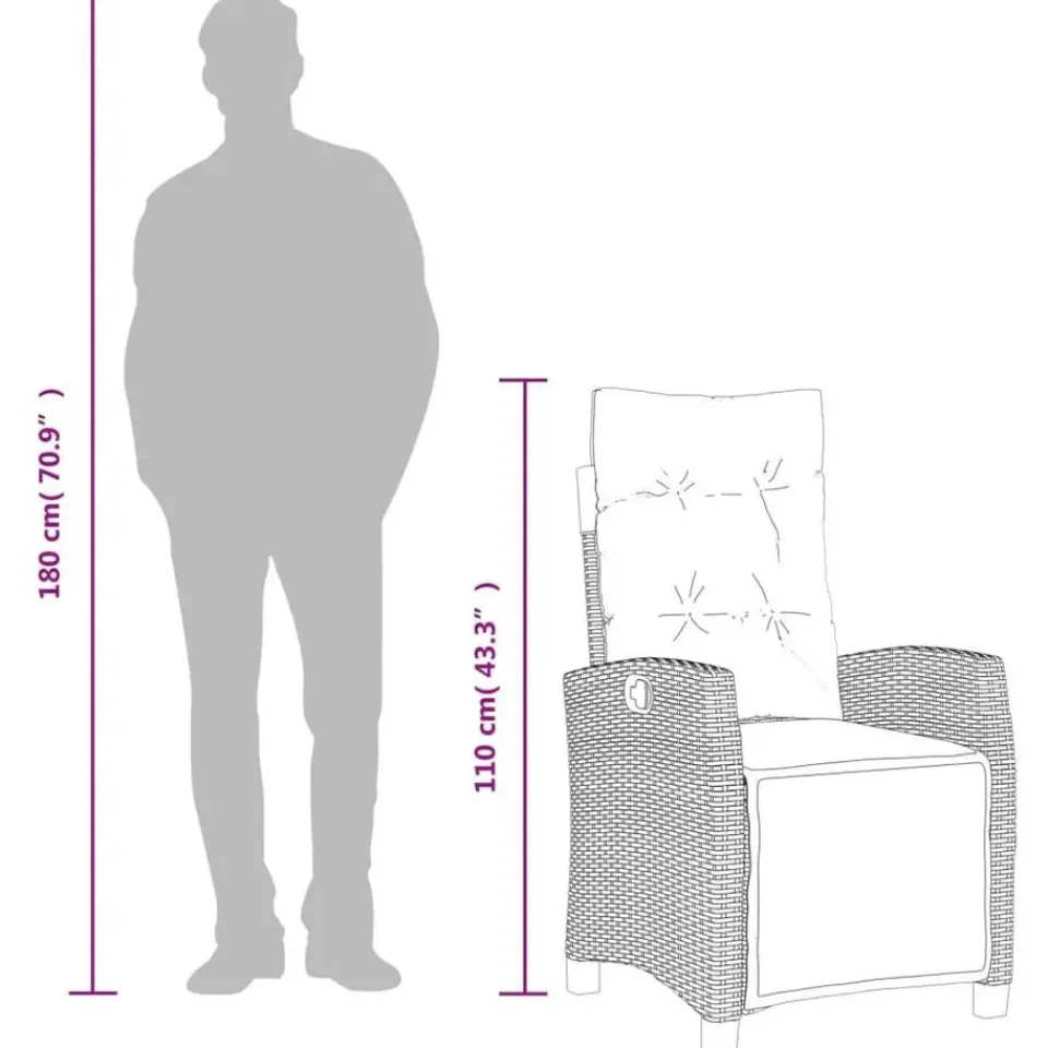 vidaXL - Verstelbare tuinstoelen met voetensteun - Zwart - Poly rattan - 2 stuks Hot