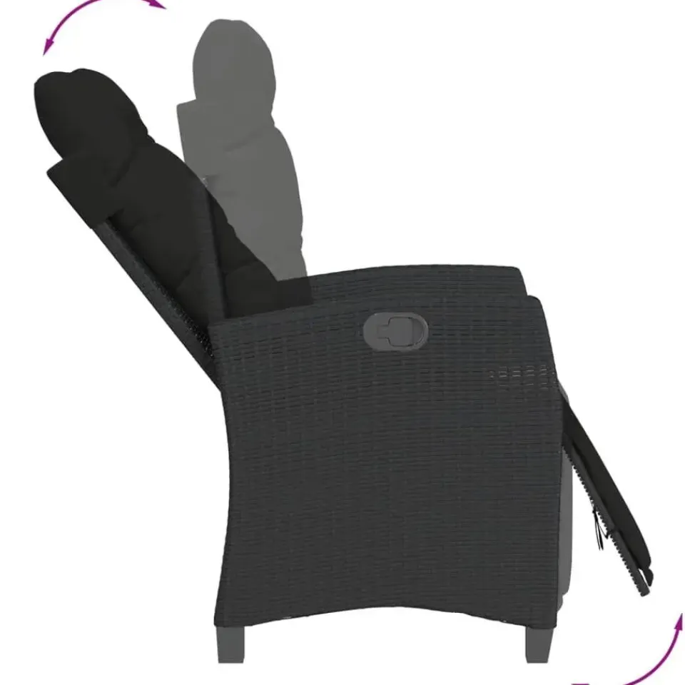 vidaXL - Verstelbare tuinstoelen met voetensteun - Zwart - Poly rattan - 2 stuks Hot