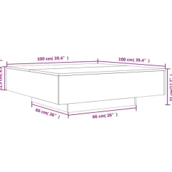 vidaXL - Vierkante salontafel met LED - Zwart - Bewerkt hout - 100x100x31 cm Discount
