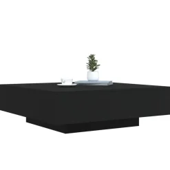 vidaXL - Vierkante salontafel met LED - Zwart - Bewerkt hout - 100x100x31 cm Discount