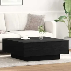 vidaXL - Vierkante salontafel - Zwart eiken - Bewerkt hout - 80x80x31 cm