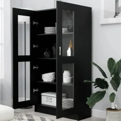 vidaXL - Vitrinekast - Zwart - Bewerkt hout Hot