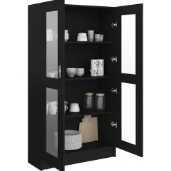 vidaXL - Vitrinekast - Zwart - Bewerkt hout Hot