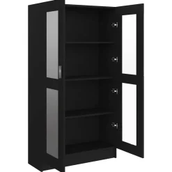 vidaXL - Vitrinekast - Zwart - Bewerkt hout Hot